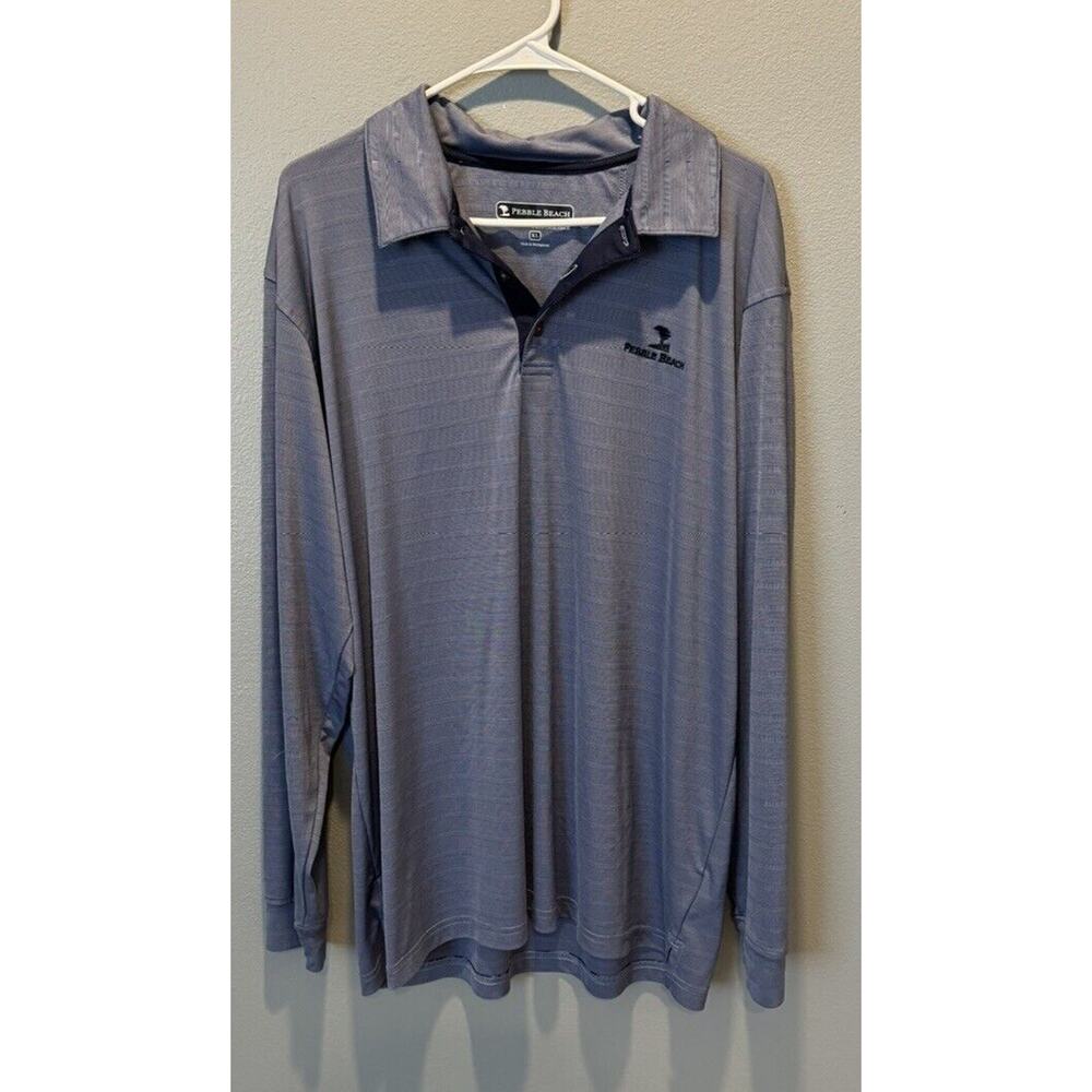 Pebble Beach Long Sleeve Men's Polo Dry Luxe Blue Size XL